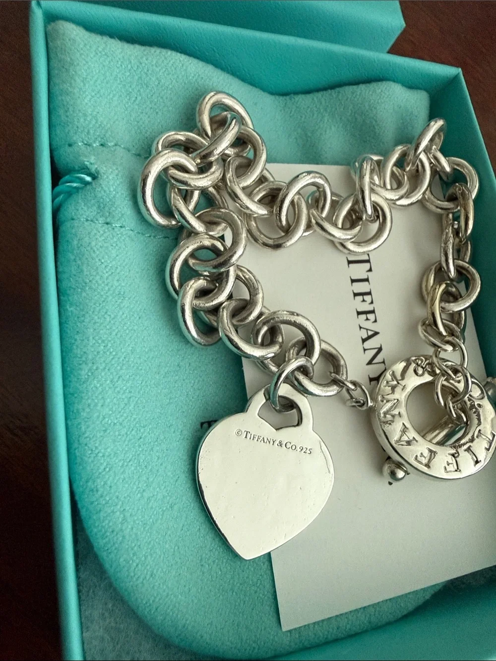 9.5” Tiffany & Co. Sterling Silver Heart Tag Toggle Bracelet - Silver